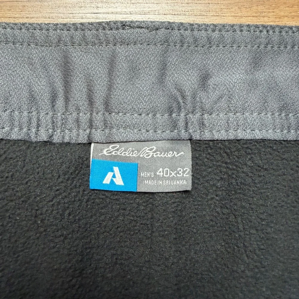 Eddie Bauer First Ascent Pants Mens 40x32 Gray Fleece Lined Cargo Hiking Outdoor